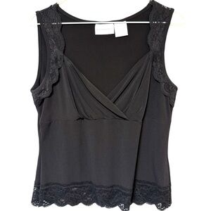 Womens Y2K Lace Babydoll Tank Top Cami L Dark Fairy Grunge Whimsigoth Black